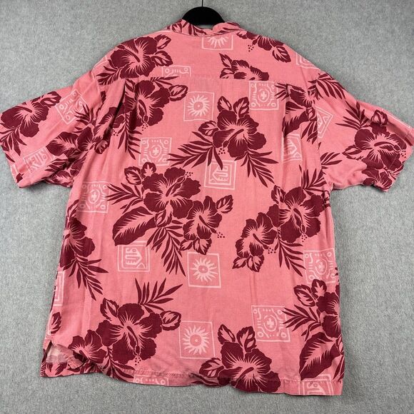 Tommy Bahama Shirt Mens L 100% Silk S/S Tropical Pink Button Up Floral‎ Hawaiian - Picture 5 of 6